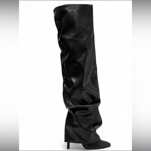 Black Leather Knee-High Boots